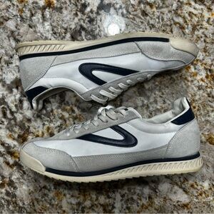 Tretorn Rawlins Suede Shoes Womens Size 9M White Navy Sneakers Blokecore Retro